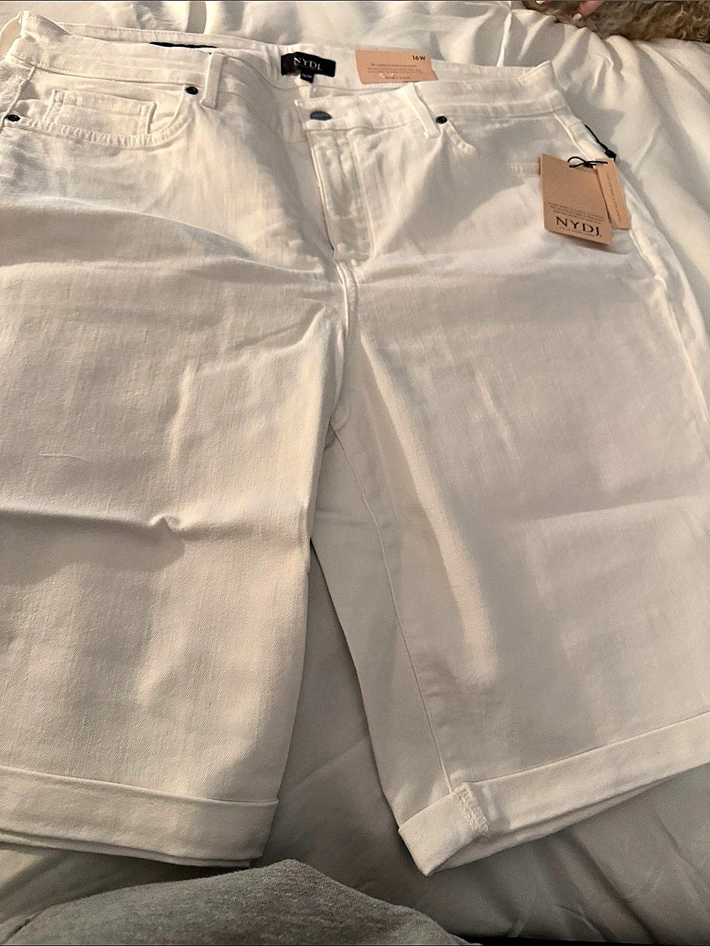 NYDJ Briella Rolled-Cuff Stretch Denim Bermuda Shorts Bermuda Shorts in White